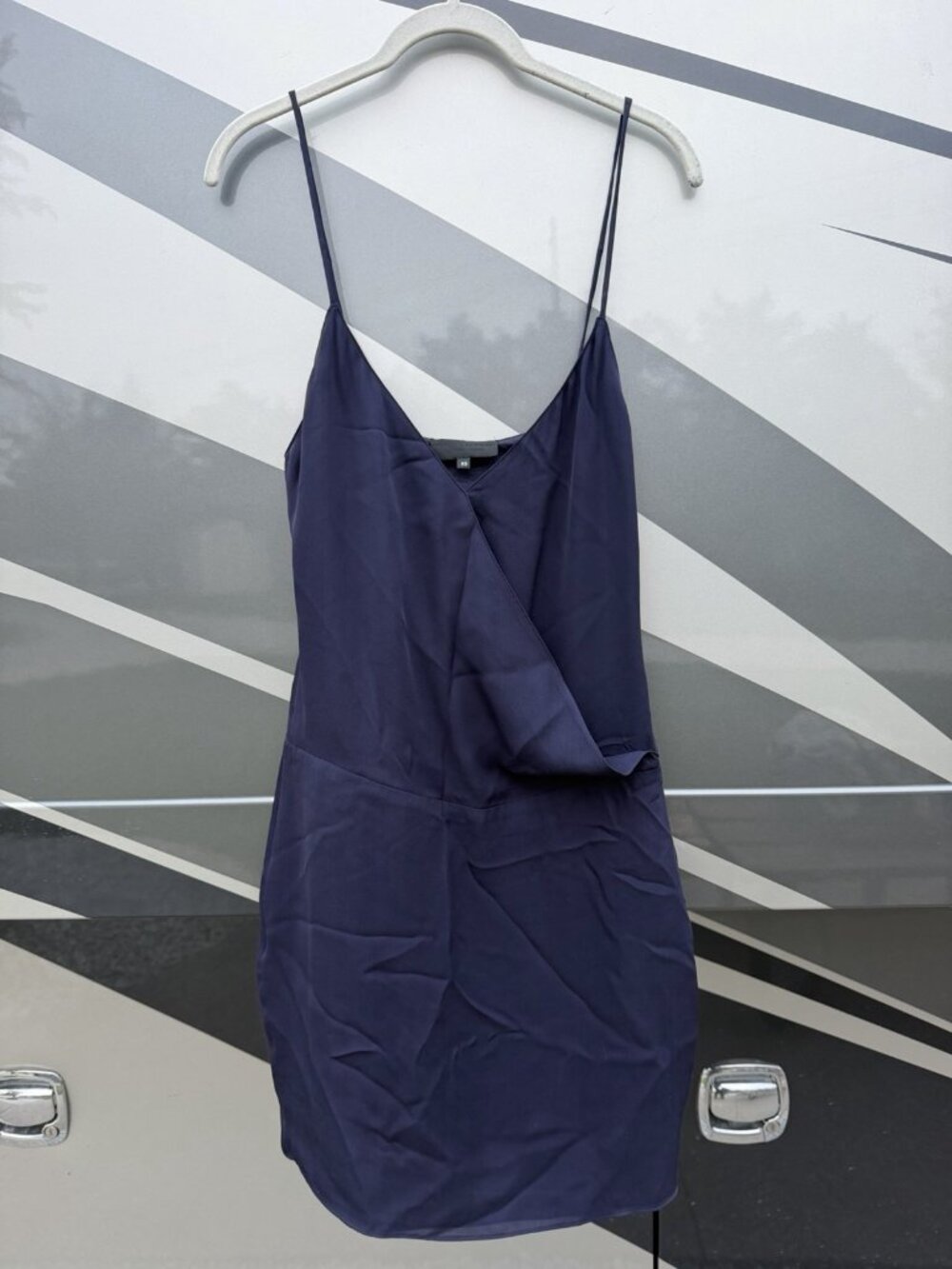 Nili Lotan 100% silk blue mini crossover designer capsule strappy dress XS